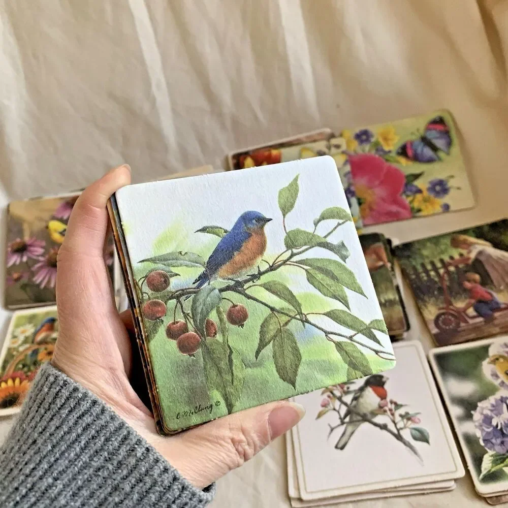 VTG Paper Coasters Lot Cottagecore Country Birds Flower (46 PCs) Mixed Used NEW